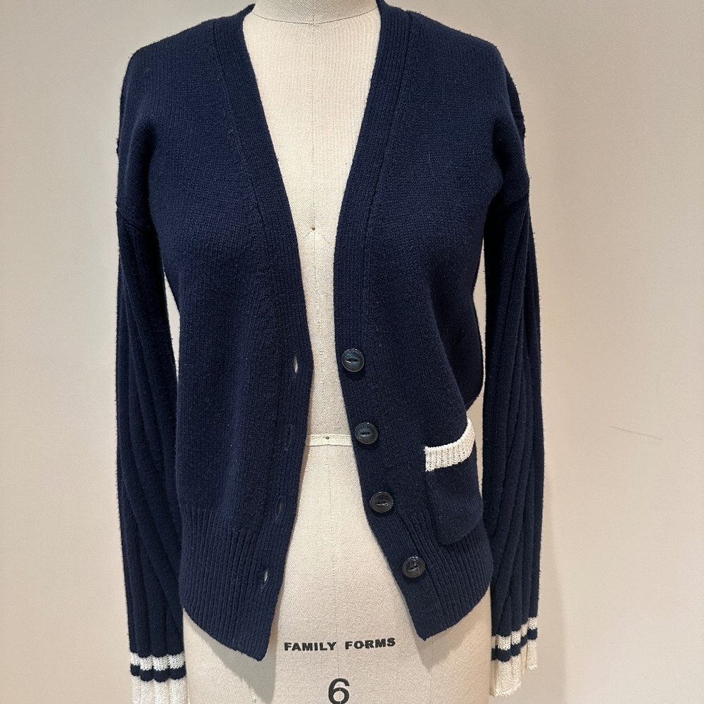 rag & bone Navy Button-Front Cardigan | XS | Merino Wool Blend
